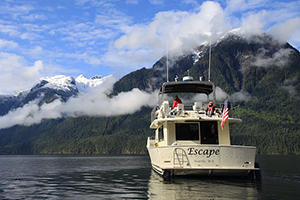 Couple on sailboat bow